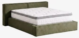 Bed Met Opklapbare Gestoffeerde Boxspring Lunari Stof Leger Groen & 160 X 200 Cm & 160 X 200 Cm - Janice - Sklum