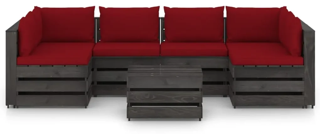 vidaXL 7-delige Loungeset met kussens grijs geïmpregneerd hout