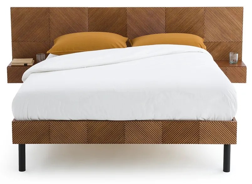 Bed met ingebouwde nachtkastjes en beddenbodem, Jérem