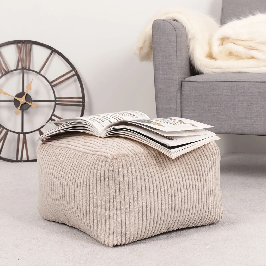Theo Corduroy Poef - Beige