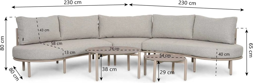 Loungeset tuin 5 personen Aluminium Zand/Beige  Lifestyle Garden Furniture Perla