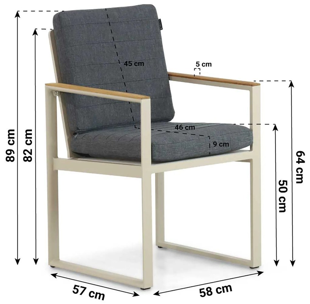 Tuinstoel Aluminium/Teak Taupe-naturel-bruin Lifestyle Garden Furniture Faro