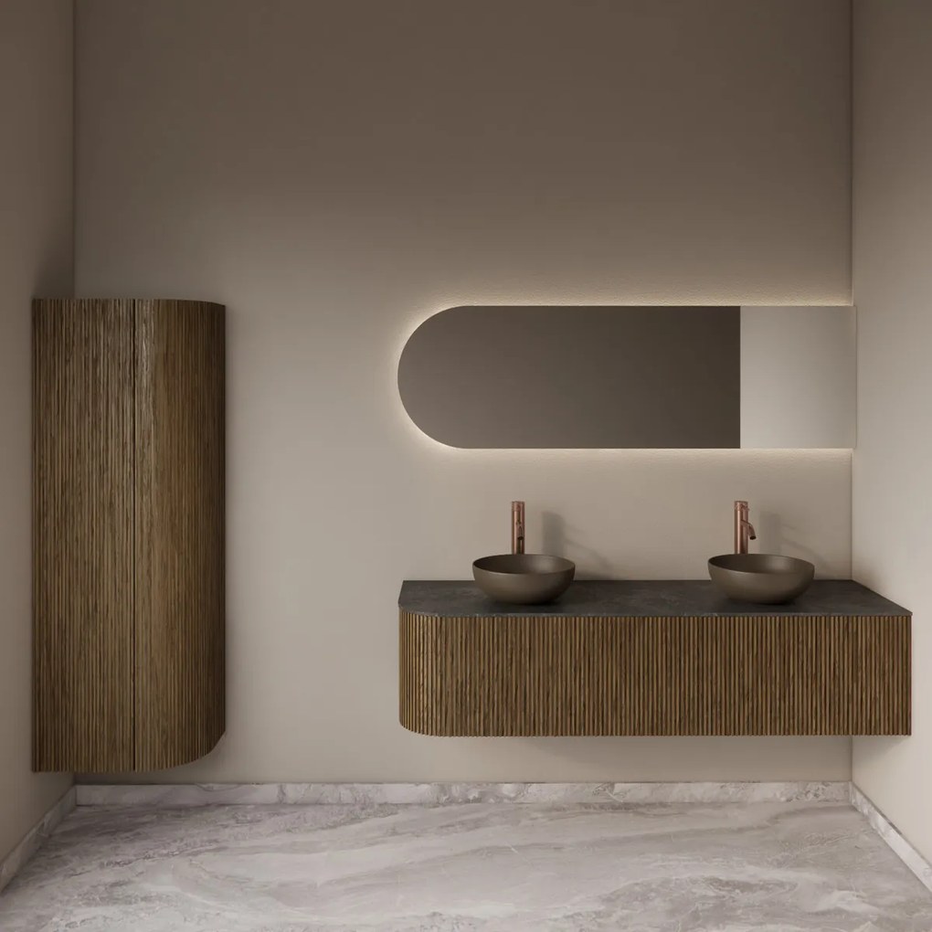 Gliss Design Alluro kolomkast 160cm met ronding rechts castle brown