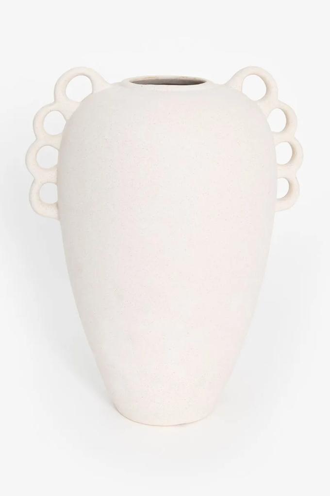 Witte keramische vaas met oortjes