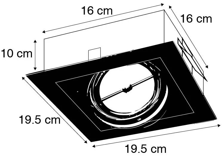 Grote Inbouwspot zwart G53 111mm verstelbaar - Oneon Design, Modern QR111 / AR111 / G53 vierkant Binnenverlichting Lamp