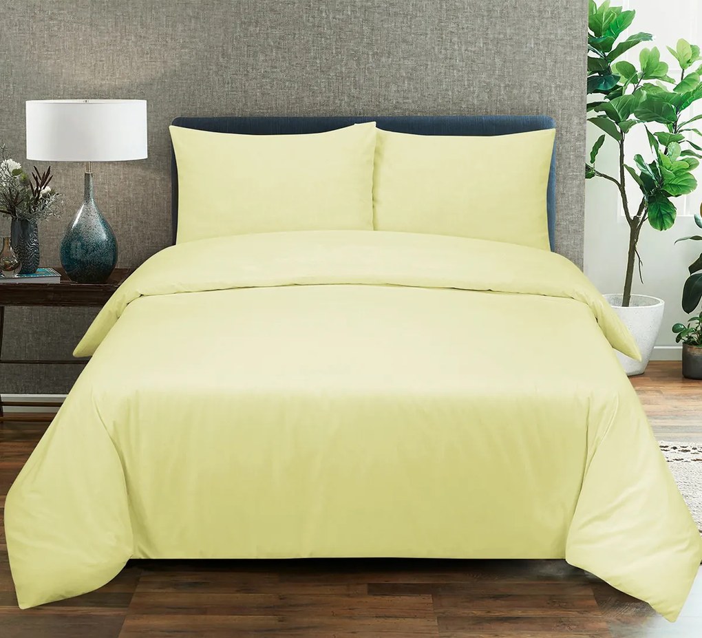 Dekbedovertrek Home - 100% natuurlijk katoen - 240x200/220 - lichtgeel