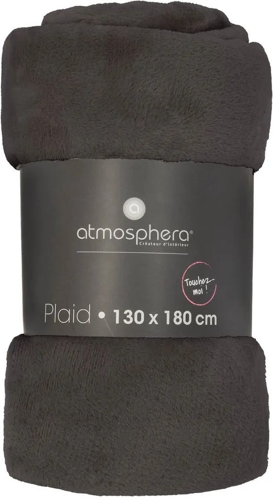 Atmosphera plaid Flanel Uni 130x180cm - Donkergrijs