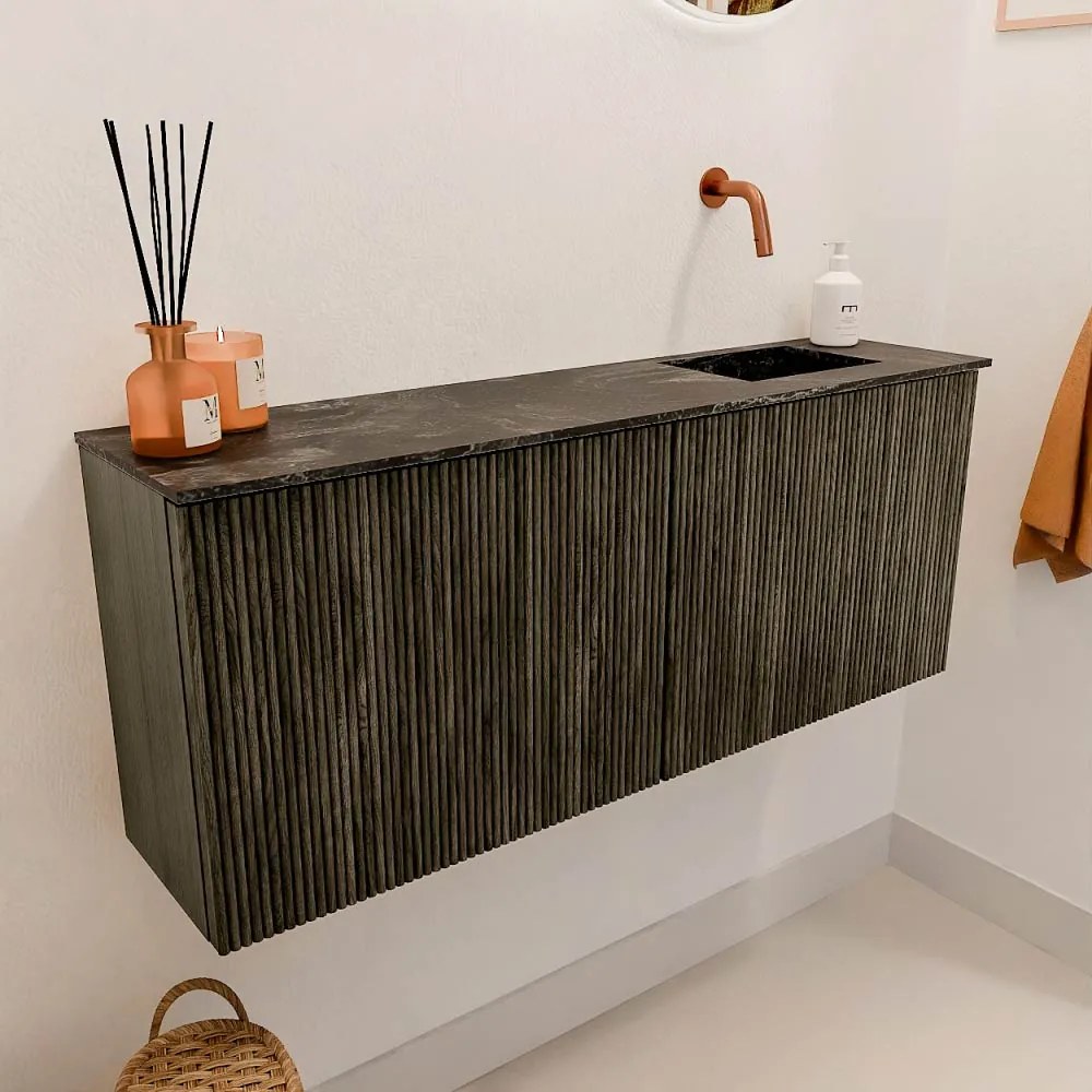 Mondiaz Joya DLux 100cm toiletmeubel shadow met wastafel faye rechts zonder kraangat lava