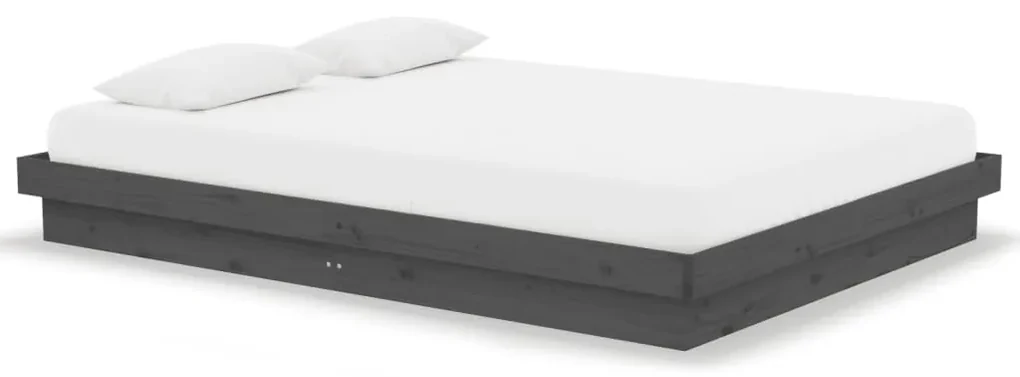 vidaXL Bedframe massief hout grijs 135x190 cm 4FT6 Double