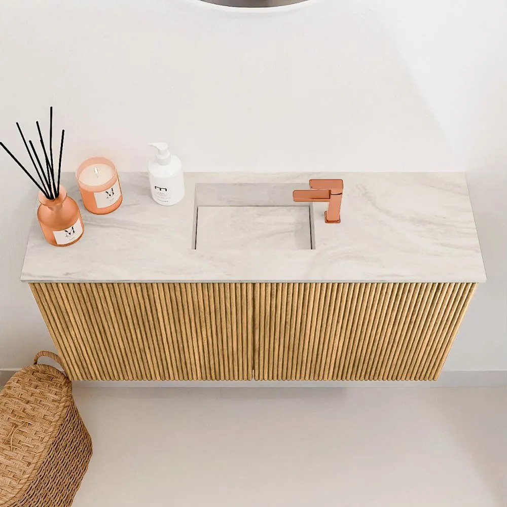 Mondiaz Joya DLux 80cm toiletmeubel oak met wastafel faye midden 1 kraangat ostra