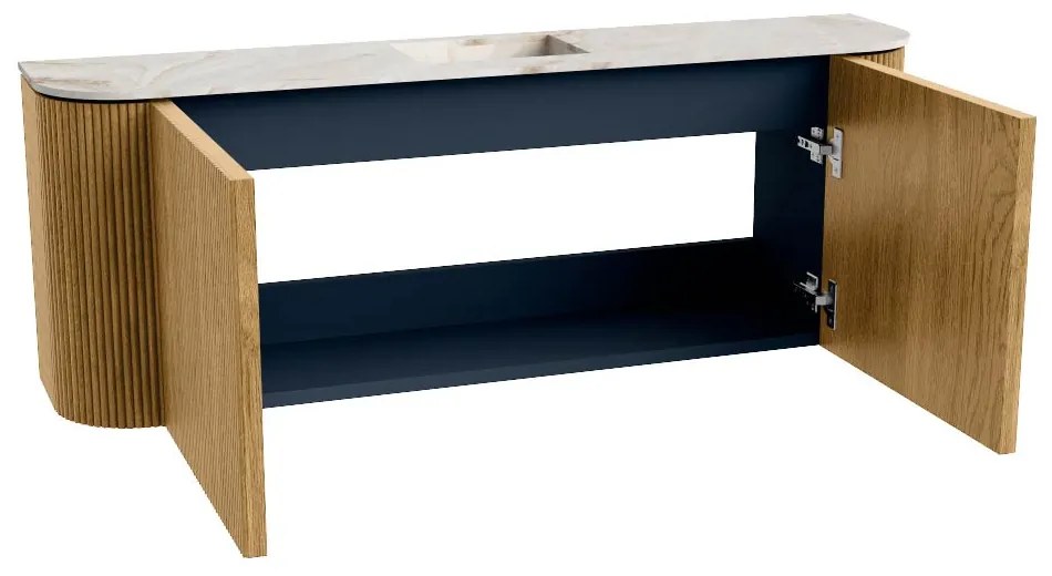 Mondiaz Joya DLux 115cm toiletmeubel ronding links/rechts oak met wastafel faye midden 1 kraangat frappe