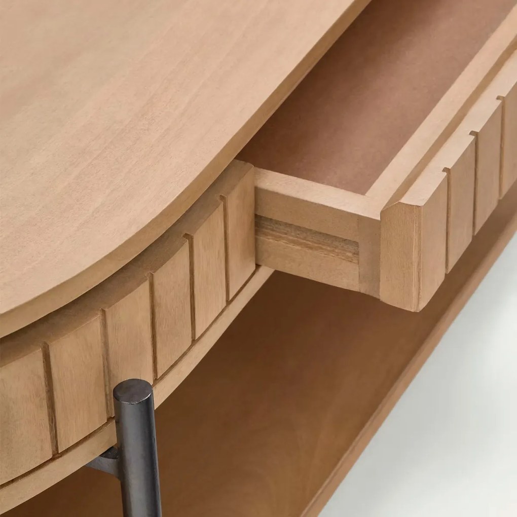 Kave Home Licia Salontafel Met Lade Massief Acacia Hout - 65 X 130cm.