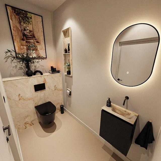 MONDIAZ TURE-DLUX 40cm toiletmeubel Urban. EDEN wastafel Frappe positie rechts. Zonder kraangat. TUREDX40URBR0FRA