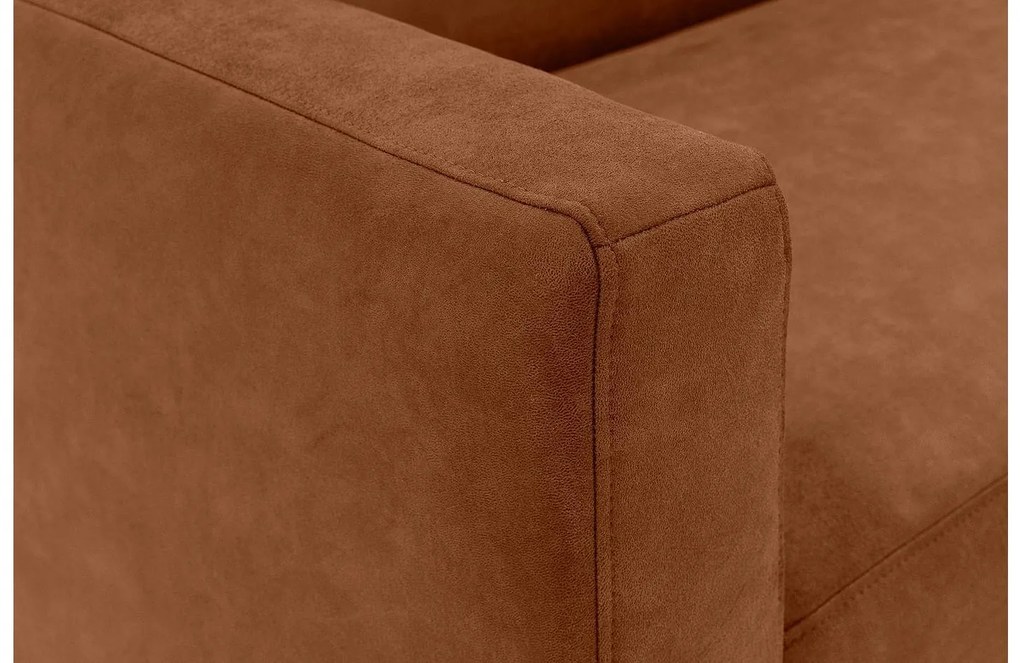 Goossens Key West cognac, micro leer, 2-zits, modern design met ligelement rechts