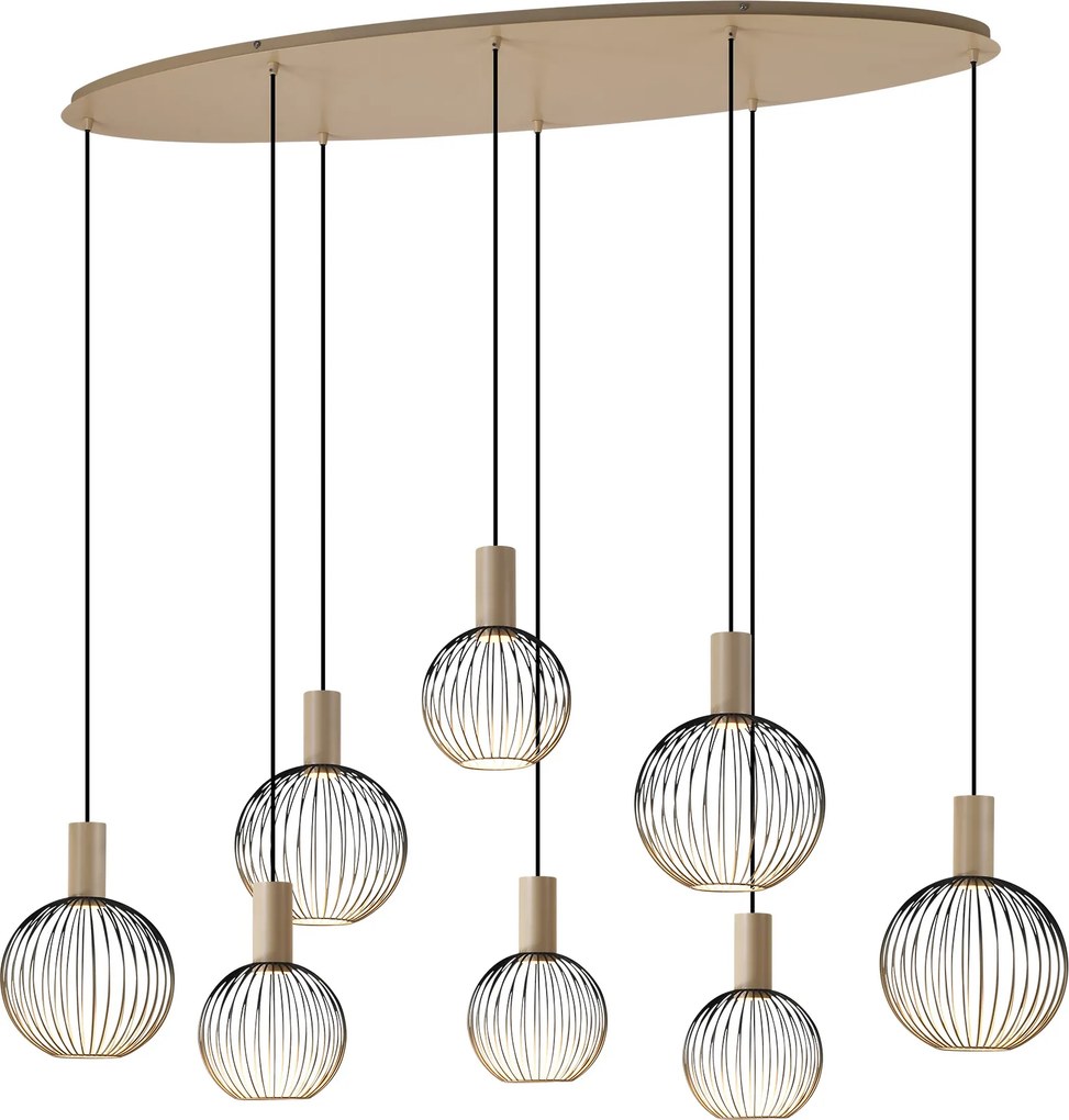 Ascha 8-lichts Hanglamp Zwart Beige