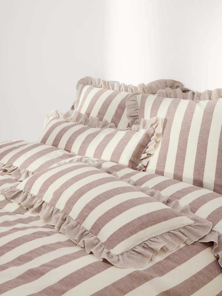 Gerimpeld dekbedovertrek Posie van linnen-katoen