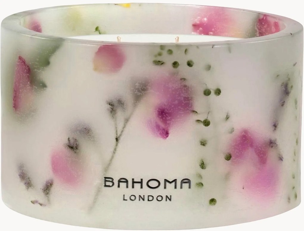 Met de hand gegoten 3-lonts geurkaars botanica (peer, iris, roos)