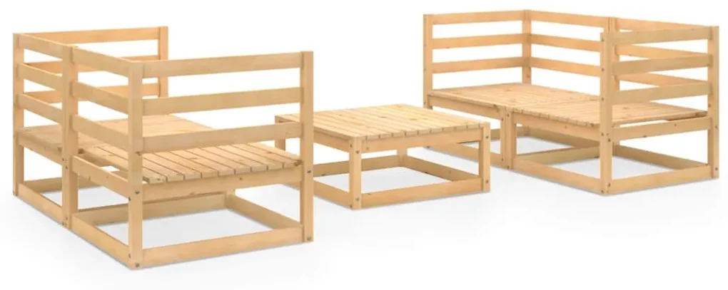 vidaXL 5-delige Loungeset massief grenenhout