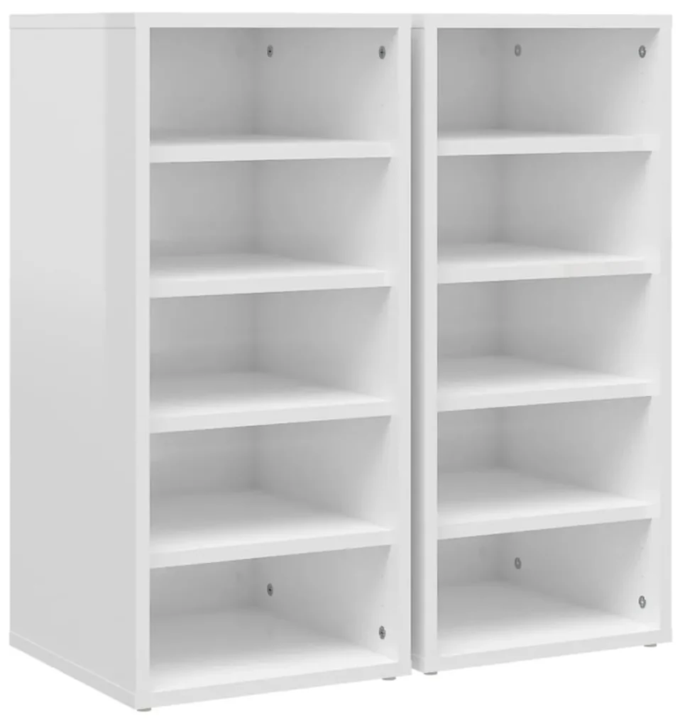 vidaXL Schoenenkasten 2 st 31,5x35x70 cm spaanplaat hoogglans wit