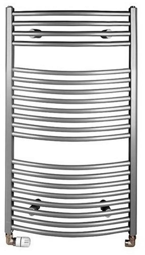 Handdoekradiator Sapho Orbit Gebogen 45x97cm 419W Metallic Zilver