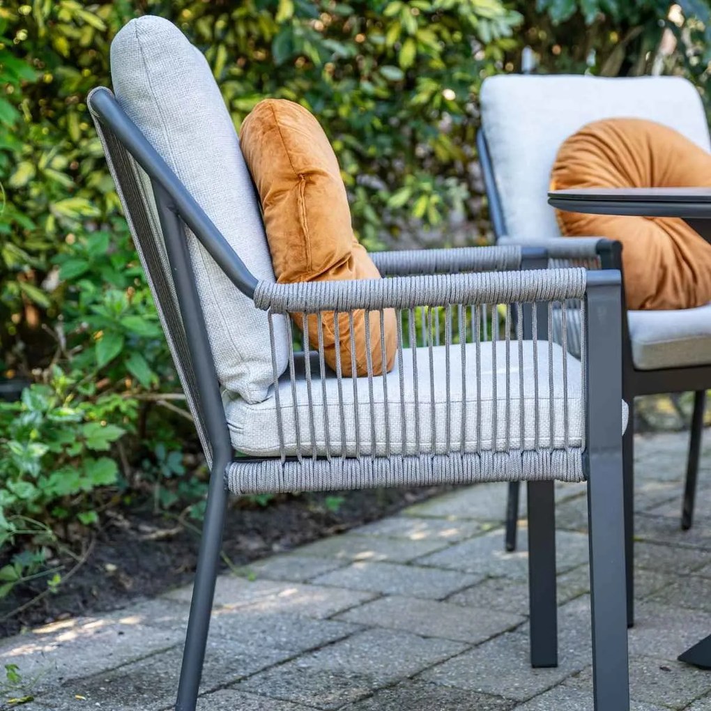 Garden Impressions Stevie tuinset 5-delig taupe - Tulli tuintafel Ø122x75 cm - light teak vironwood