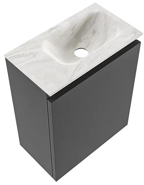 Mondiaz Ture DLux toiletmeubel 40cm dark grey met wastafel ostra rechts met kraangat