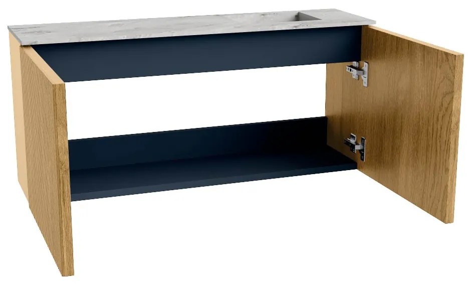 Mondiaz Joya DLux 90cm toiletmeubel oak met wastafel faye rechts 1 kraangat glace