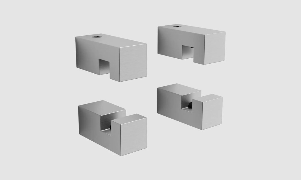 Clou Hold Me vierkante spiegelklemmen RVS geborsteld - set van 4
