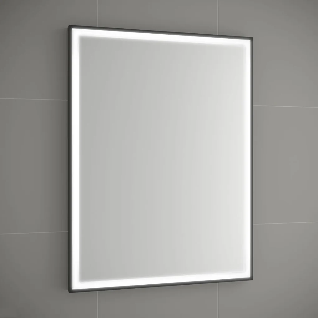 Muebles Amor spiegel met LED-verlichting en zwart frame 100x60cm