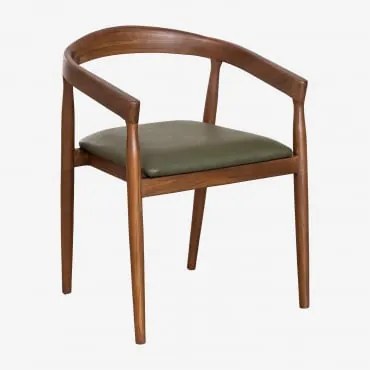 Set Van 4 Visby Lederen Eetkamerstoelen Leger Groen - Sklum