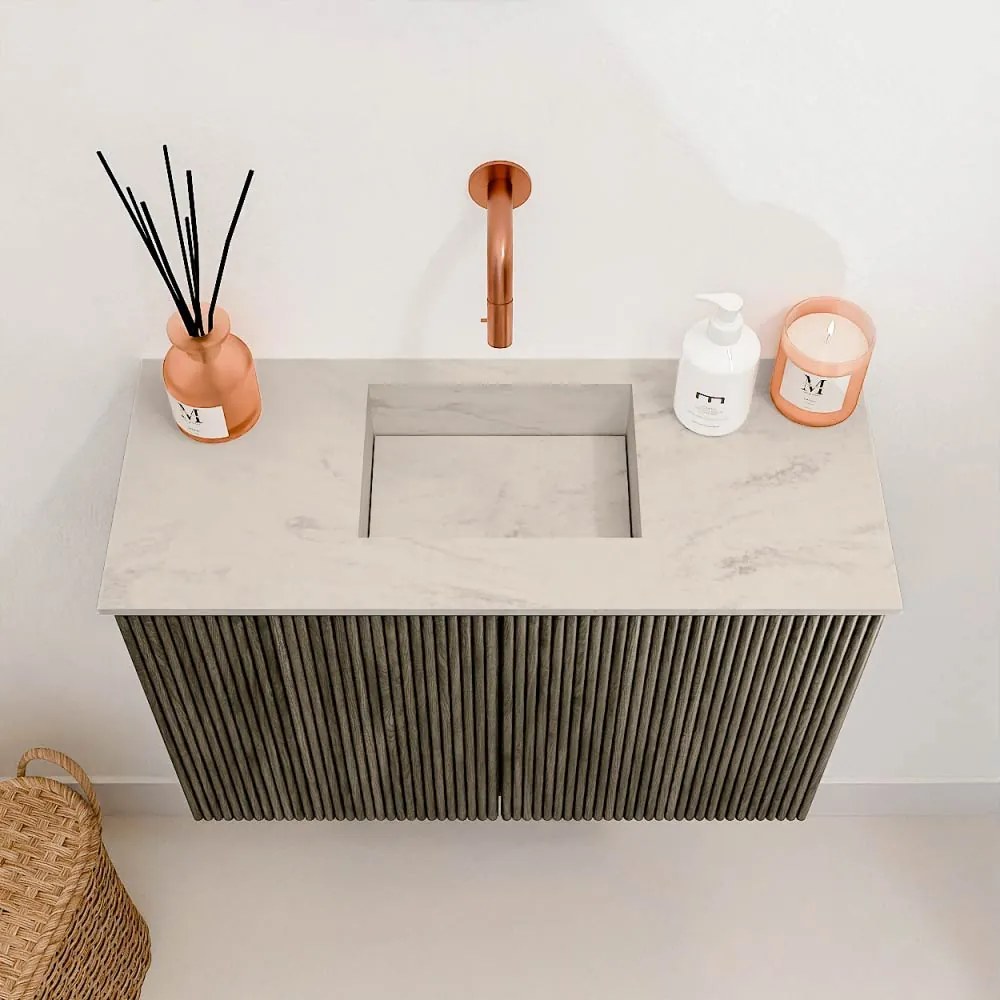 Mondiaz Joya DLux 60cm toiletmeubel shadow met wastafel faye midden zonder kraangat opalo