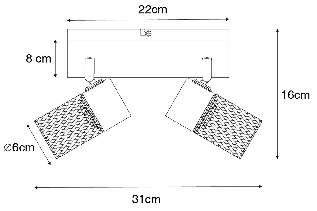 Industriële spot zwart 2-lichts verstelbaar - Jim