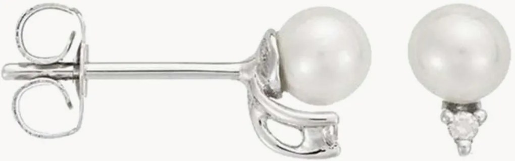 Oorbellen Trio Brillant van witgoud, met diamanten en parels
