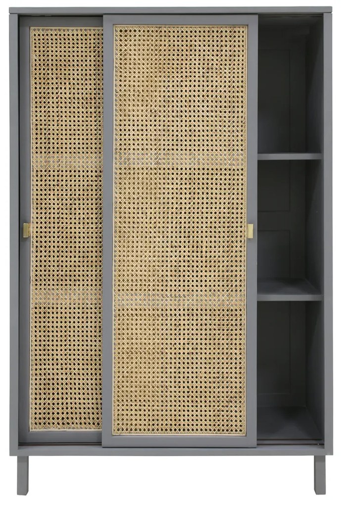 HKliving Webbing Webbing Kast Met Schuifdeuren Grijs - 95x40x140cm.