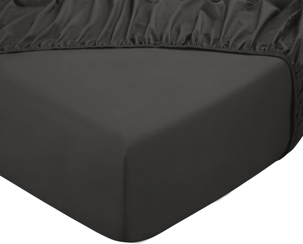 Hoeslaken King – 100% katoensatijn – 180×200 – antraciet