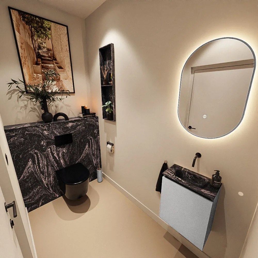 Mondiaz Ture DLux toiletmeubel 40cm plata met wastafel lava midden zonder kraangat