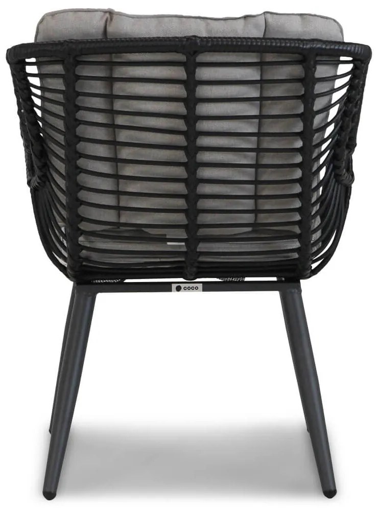 Coco Azzano Dining Tuinstoel Aluminium/wicker Zwart