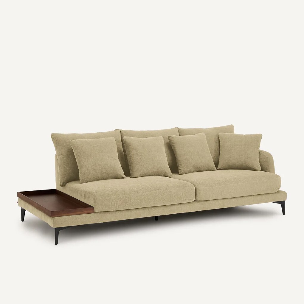 Halve bank met tafelblad, van gevlochten polyester, MODERNISTE