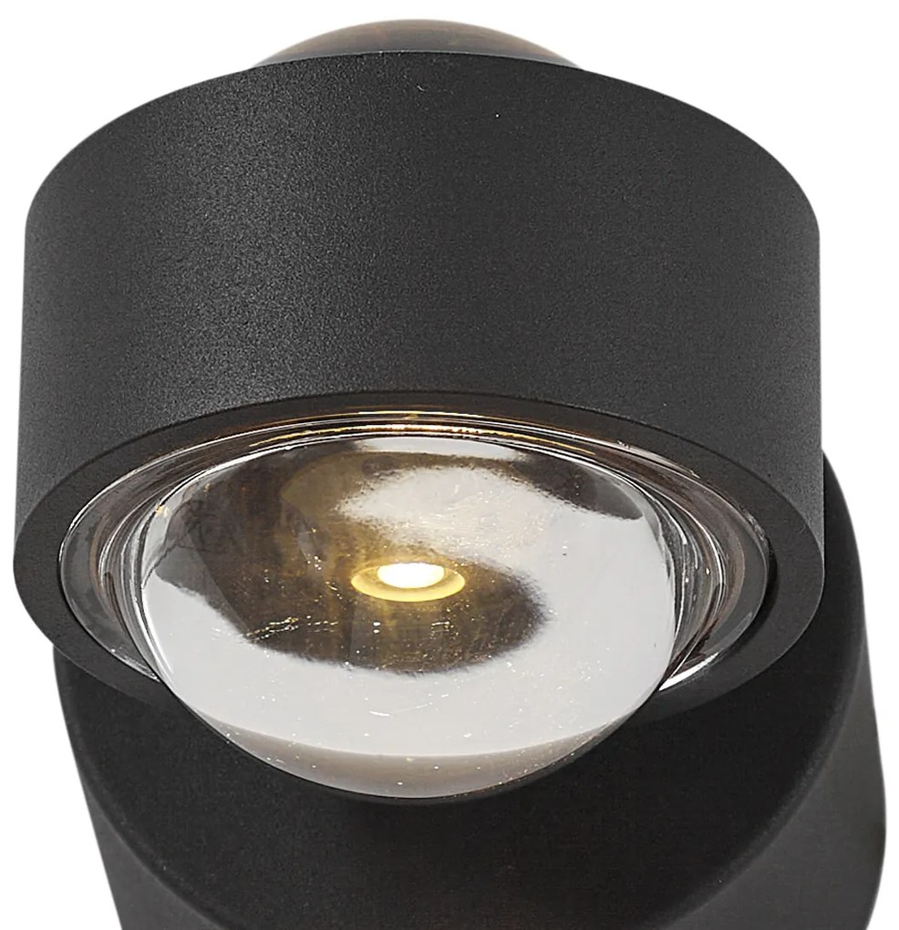 Badkamer Design wandlamp zwart incl. LED IP44 - Lens Design IP44 rond Lamp
