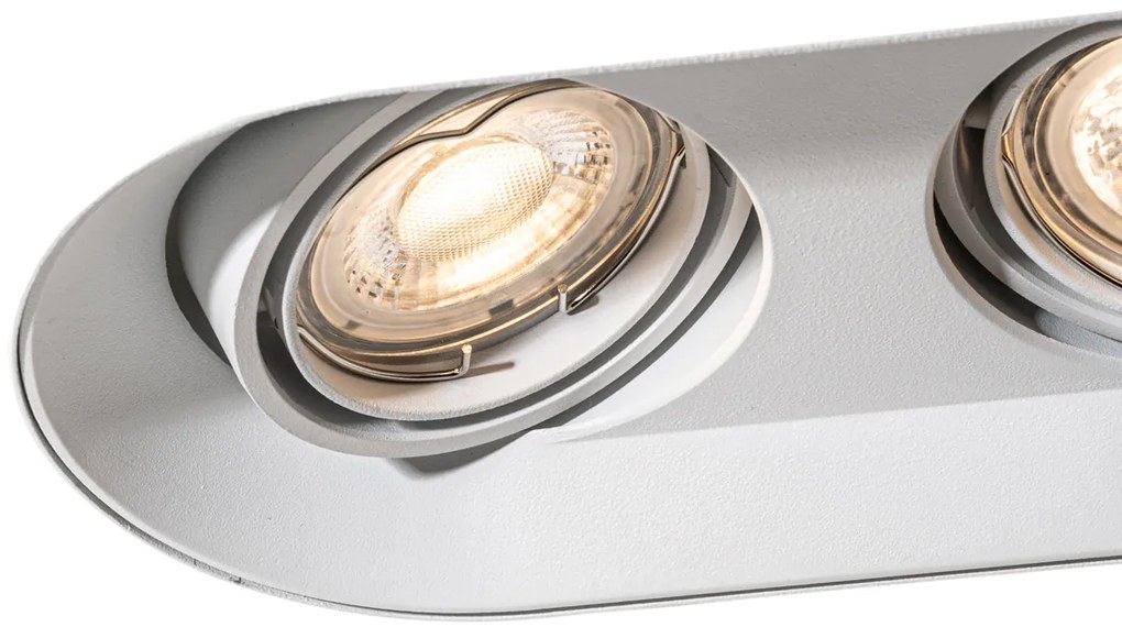 Set van 6 Afgeronde inbouwspot wit GU10 50mm 2-lichts - Hubs GU10 Binnenverlichting Lamp