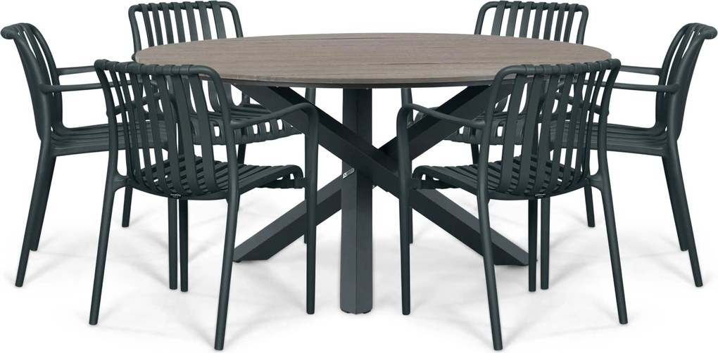 Tuinset 4 personen 125 cm Kunststof Grijs Domani Furniture Alba/Arancia