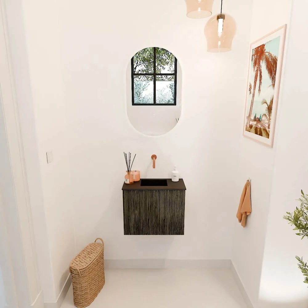 Mondiaz Joya 50cm toiletmeubel shadow met wastafel faye midden zonder kraangat urban