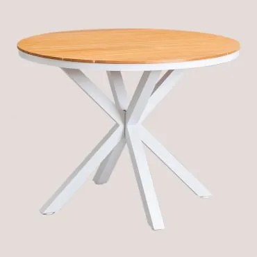 Ronde Tuintafel Van Eucalyptus- En Aluminiumhout Archer Ø100 Cm & Gardenia Wit - Sklum