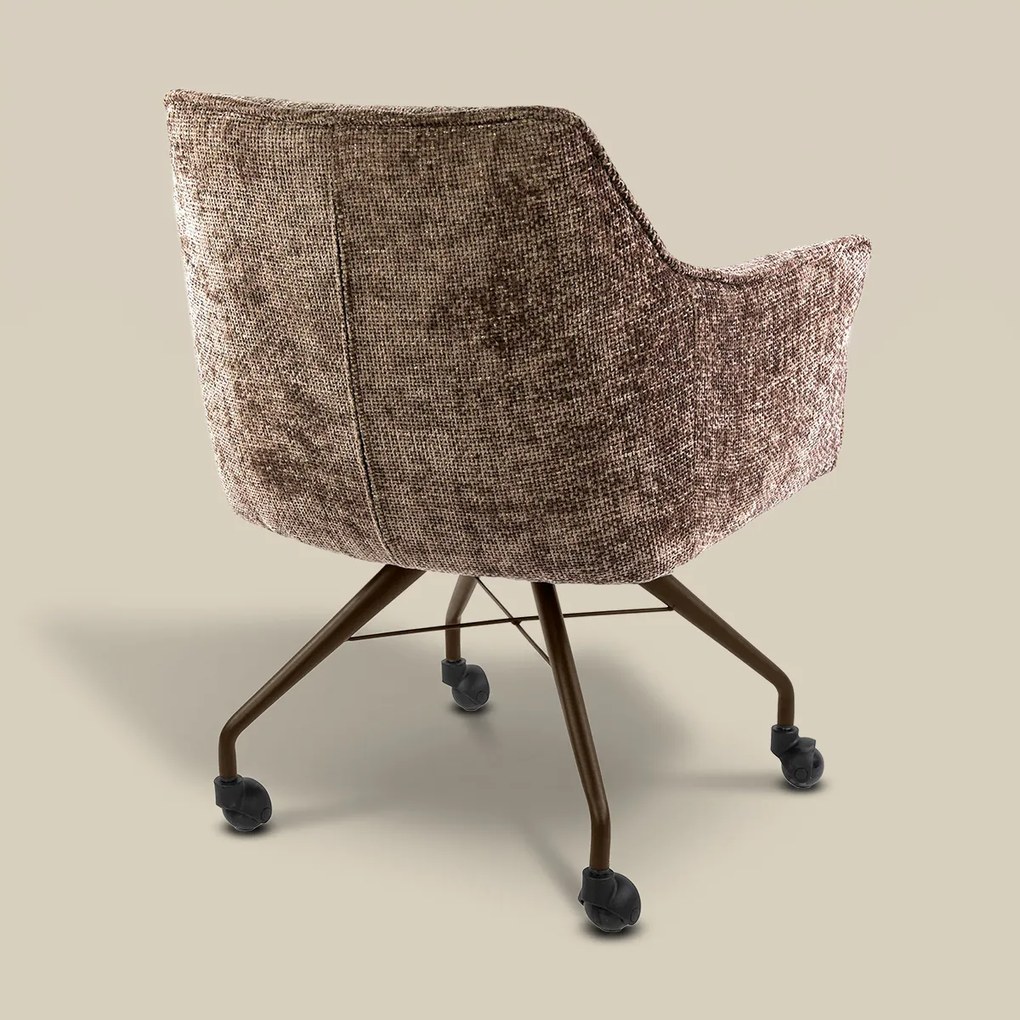 Raster Armstoel Met Wieltjes Bruin
