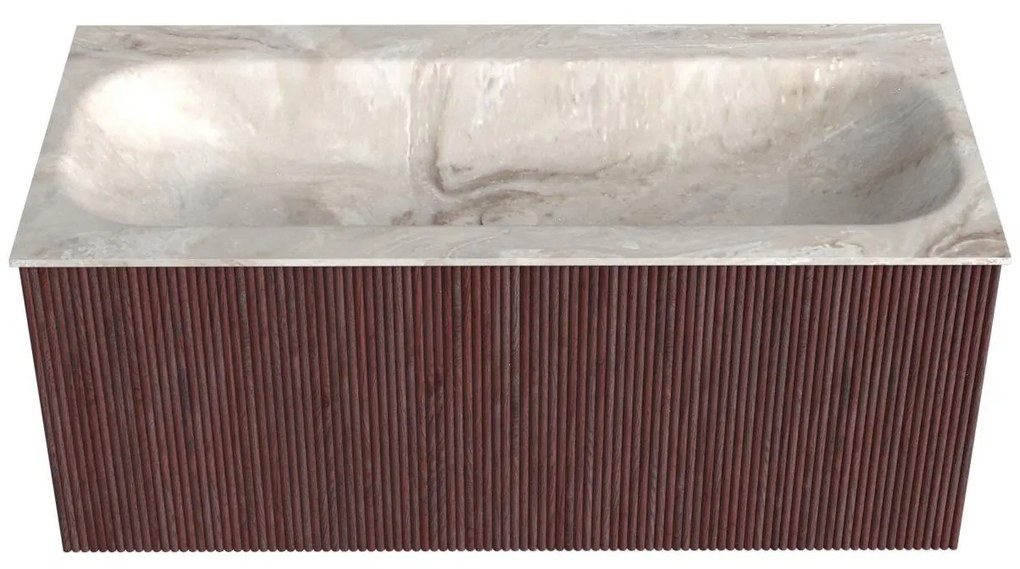 Mondiaz Kurve-dlux 100cm badmeubel ruby met 1 lade en wastafel big medium midden zonder kraangat frappe