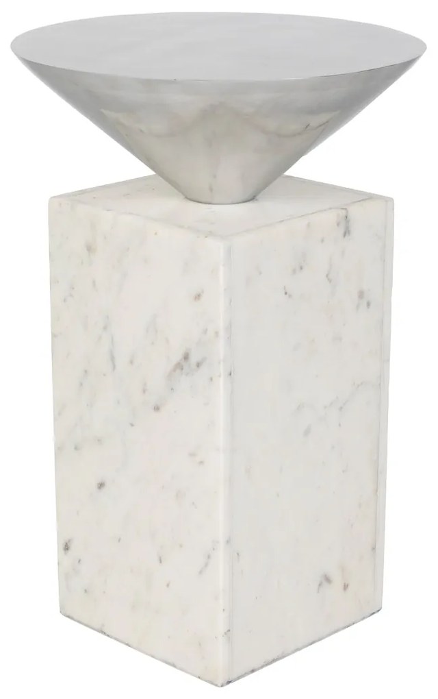 Zuiver Pride Design Tafeltje Marmer En Zilver - 30 X 30cm.