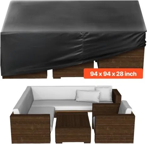 VEVOR Tuinmeubelhoes, 420D Oxford Stof, Waterdichte Vierkante Tuintafelhoezen met Ventilatie voor Alle Weersomstandigheden, Tuinmeubelhoes (239 x 239 x 71 cm)