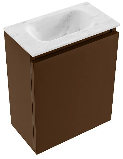 Mondiaz Ture DLux toiletmeubel 40cm rust met wastafel opalo midden zonder kraangat