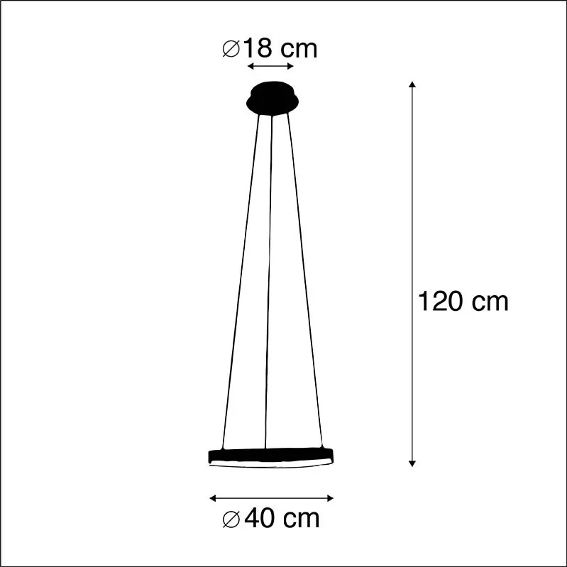 Design hanglamp zwart 40 cm incl. LED 3-staps dimbaar - Anello