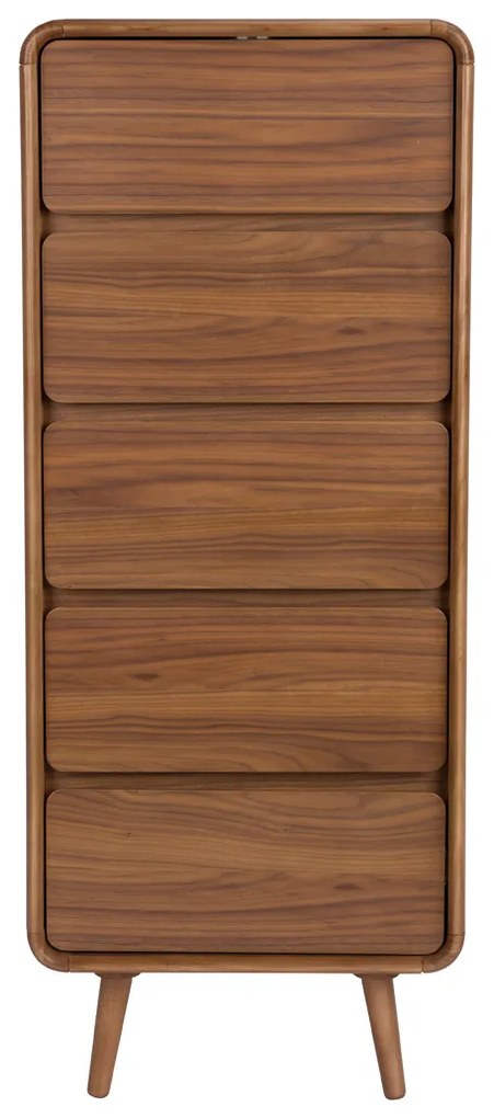 Zuiver Rise Walnut Design Ladenkast Gebogen Walnoothout - 40x45x112cm.
